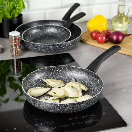 Kinghoff 1562 - Set de 3 casseroles - marbre noir - Ø20/24/28 cm