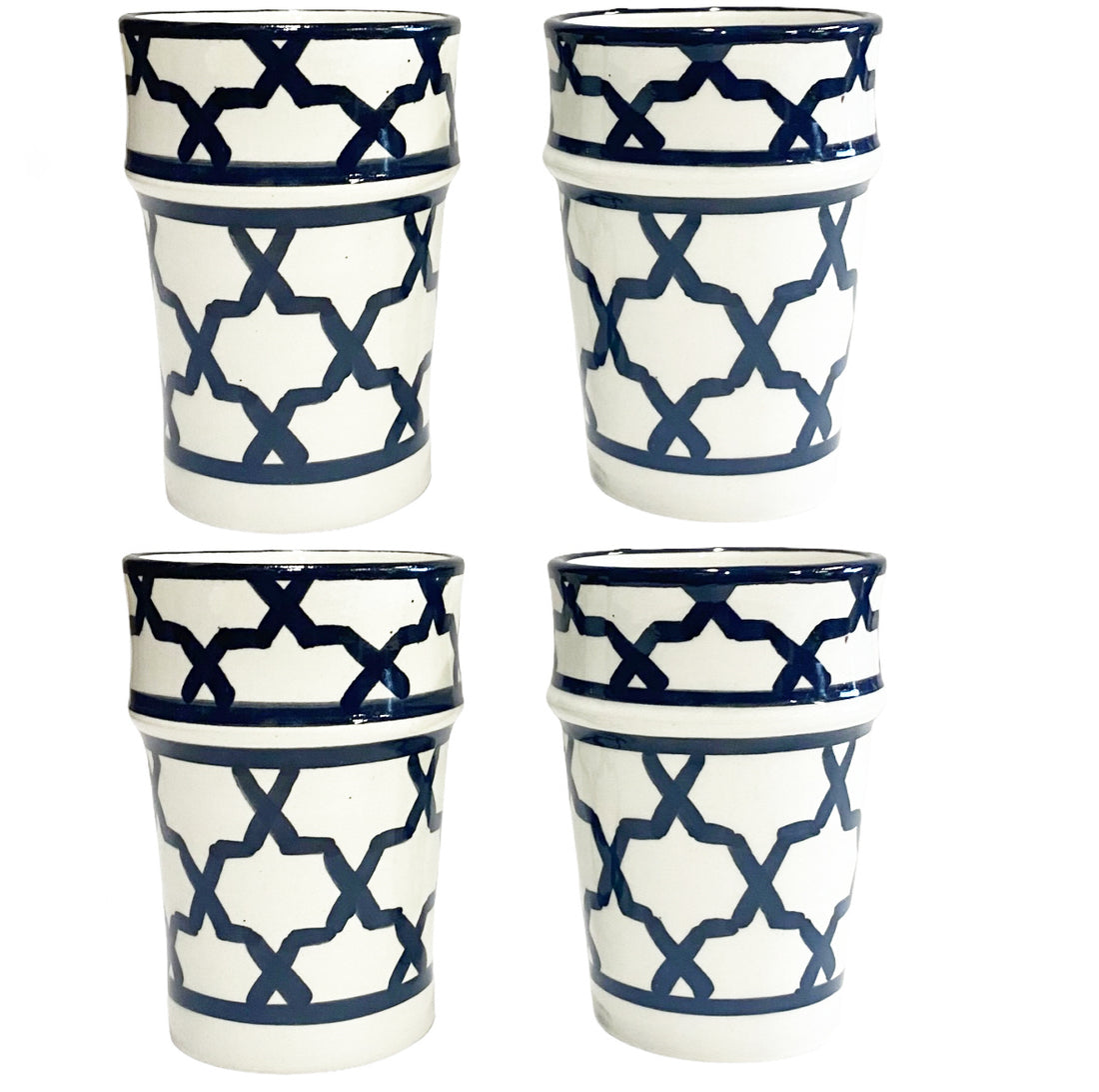 Fes keramiek bekers zwart-wit - set 4