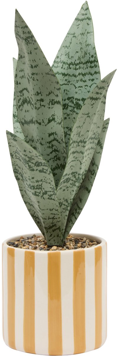 Plante artificielle Atmosphera Sansevieria Chéri avec pot en céramique - Ø12xH38cm - Orange