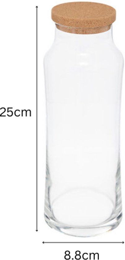 Pouring Carafe - Glass Water Carafe - Slim Spring Water Carafe - Transparent Glass - Set of 2 - Slim and Round - 1L - 25 cm High