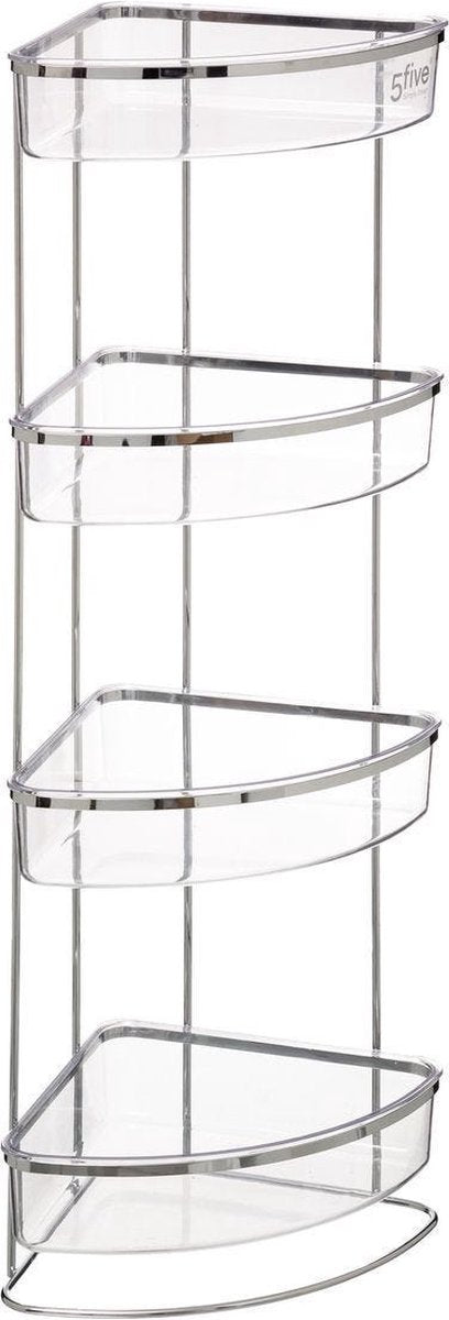 Corner shower rack/bathroom rack, freestanding, metal/plastic with 4 tiers, 23 x 23 x 78 cm - Storage shelves for shampoo/shower gel