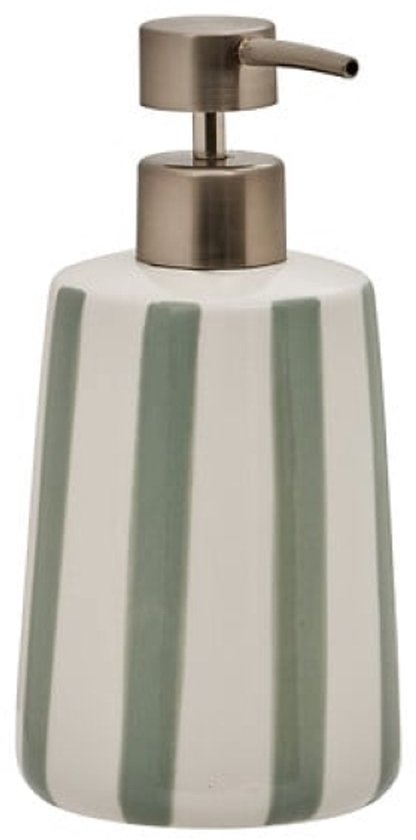Strio Soap Dispenser - Soap Pump - Set of 2 - Luxury Bathroom & Kitchen Accessory - 400 ml - Ø8.6 x 17.3 cm - Dolomite - Celadon Green