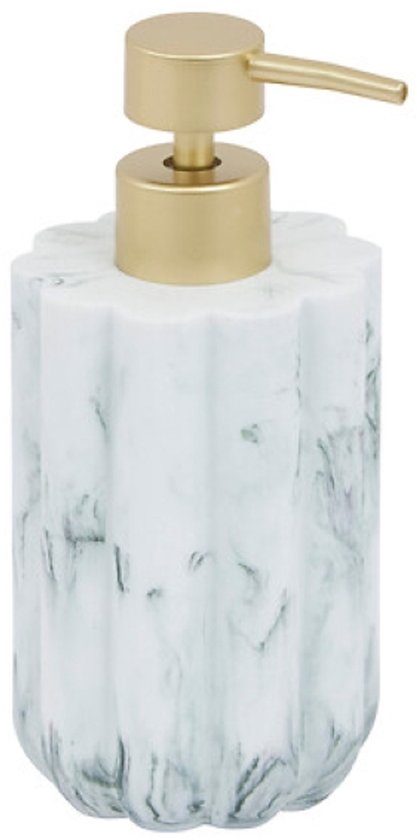 Badkamer accessoireset – Moderne Badkamer Accessoires – Zeeppomp 230 ml & Toiletborstel Set – Luxe Zeepdispenser & Toiletborstel met Houder – Polyresin – Wit Marmer