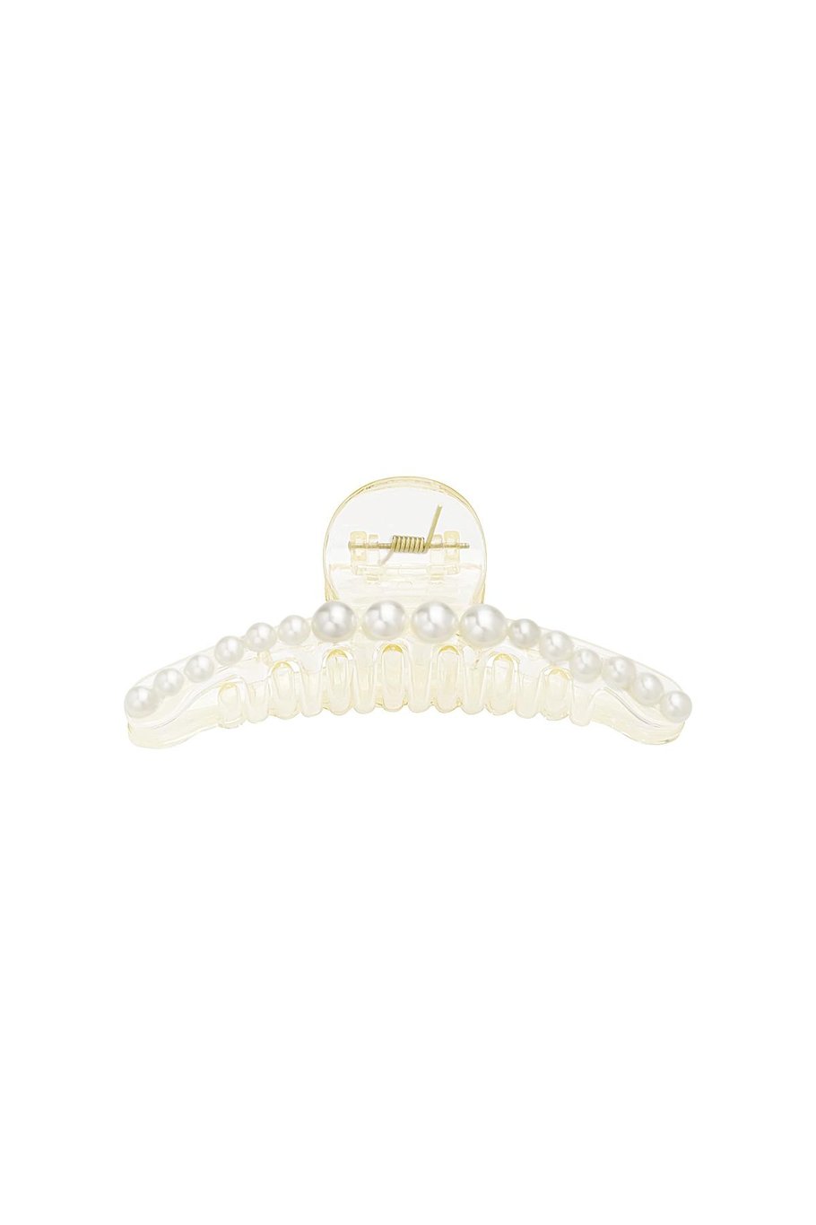 Witte haarklem met parels – haarclip van plastic, 11,5 cm