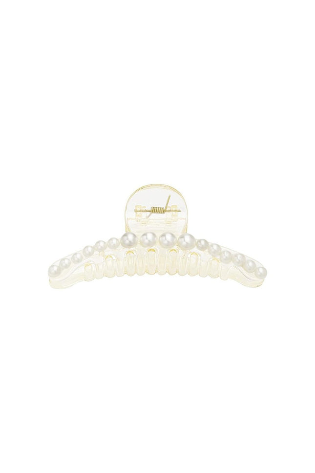 Pince à Cheveux Blanche avec Perles – Barrette Élégante – 11,5 cm – Plastique