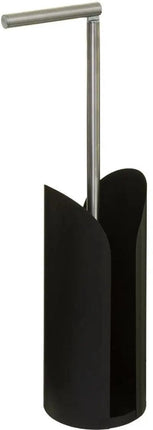 Porte-rouleau de papier toilette sur pied noir avec réservoir et tige flexible de 59 cm en métal - Support de rouleau de papier toilette - Support de rouleau WC