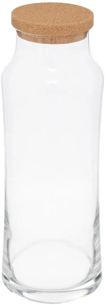 Verseuse/carafe à eau Secret de Gourmet avec bouchon en liège - verre - transparent - 1000 ml - D9 x H25 cm - refermable