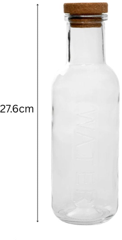 Homla Maeve glazen karaf met kurken stopper – 1 liter, transparant – foto 3
