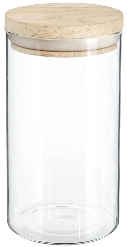 Secret de Gourmet - Kitchen storage jars - canisters - glass/wood - set of 6 pcs - food - 600 ml - 1000 ml - 1300 ml
