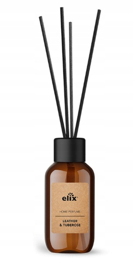 Elix - Duftstäbchen-Diffusor - Raumduft - Interieur-Parfüm - Reed Diffuser - Luxuriöser Raumduft 45 Tage - Eleganter Duft für Wohnzimmer, Schlafzimmer & Büro - 125 ml - Leder & Tuberose