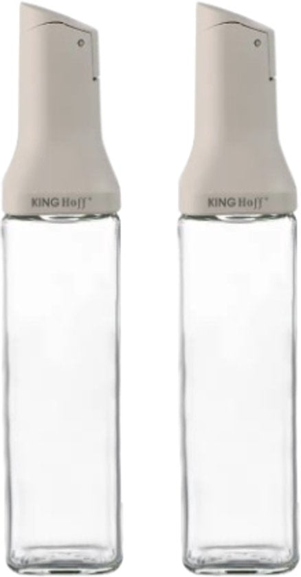 Kinghoff olie- en azijnfles met schenktuit – set van 2 glazen flessen, 500 ml