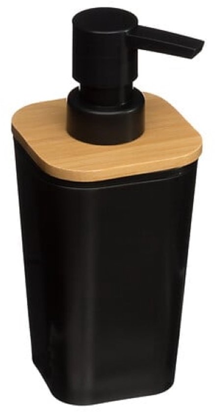Natureo Badezimmer-Accessoire-Set – Badezimmer-Accessoires-Set – Modernes WC-Set – Luxuriöse Badezimmer-Accessoires – Toilettenbürste mit Halter – Seifenspender 300 ml – Bambus/PS – Schwarz