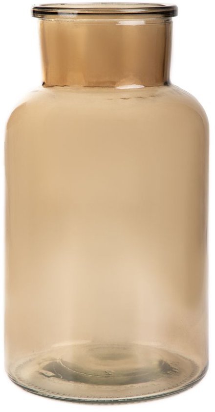 Homla - Tenno Bloemenvaas - Decoratieve Vaas - Modern Design - Groot Glazen Vaas voor Droogbloemen & Boeket- Scandinavisch Interieur - Stijlvolle Woonaccessoire - Ø14.5 x 25.5 cm - Beige