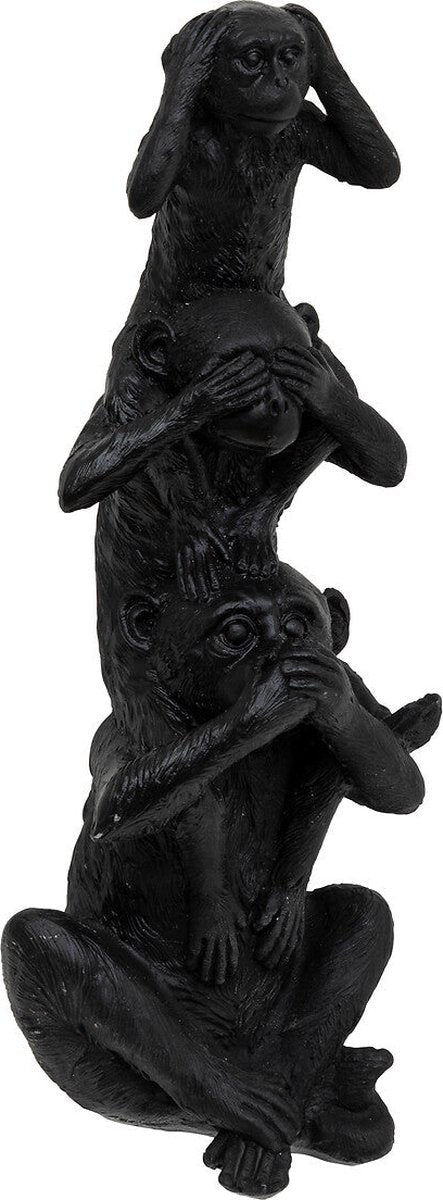 Atmosphera beeldje horen, zien en zwijgen – 3 aapjes, zwart, Ø 8 x 25 cm