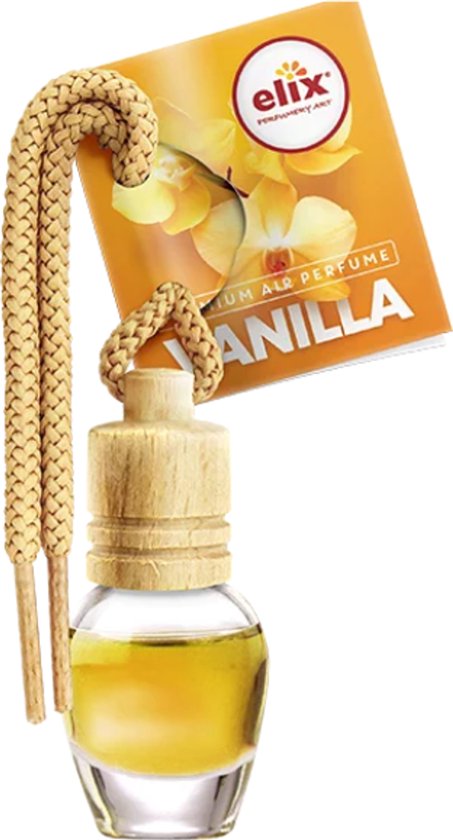 Elix - Car Air Freshener - Car Perfume - Wooden Scent Hanger - Interior Car Fragrance - Luxury Air Freshener Bottle - Long-lasting Effect - Scent Hanger for Car & Home - 8 ml - Vanilla