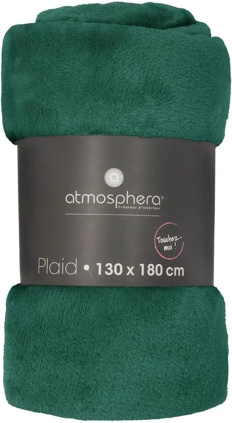 Atmosphera Plaid blanket - green - polyester - 130 x 180 cm - Sofa blanket - Fleece throw