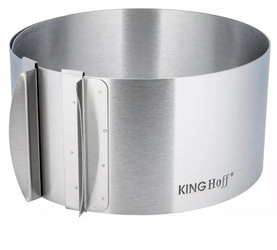 Kinghoff Verstelbare Taartring - Roestvrijstalen Taartvorm Ø16-30 cm x 8, 5 cm (KH4614) - Uitbreidbaar en Geschikt voor Verschillende Taartformaten