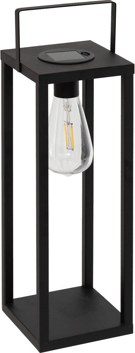 Atmosphera Faby Lantaarn op zonne-energie 13xH36 cm - Batterijen / Lamp inbegrepen - Zwart