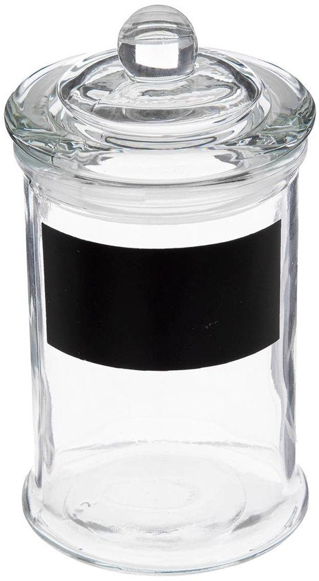Kruidenpotje/voorraadpotje met krijtvlak - 350 ml - glas