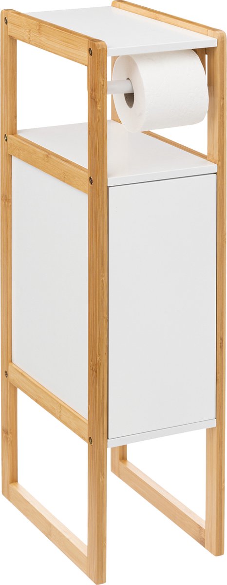 Natureo Toilet Roll Holder with Spare Roll Holder 33x20x80cm - White/Brown