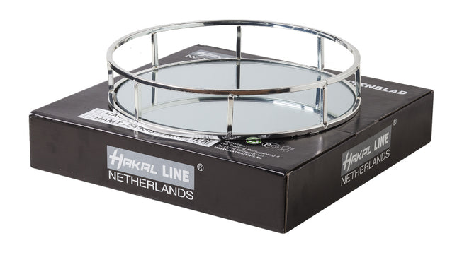 Plateau miroir rond argenté