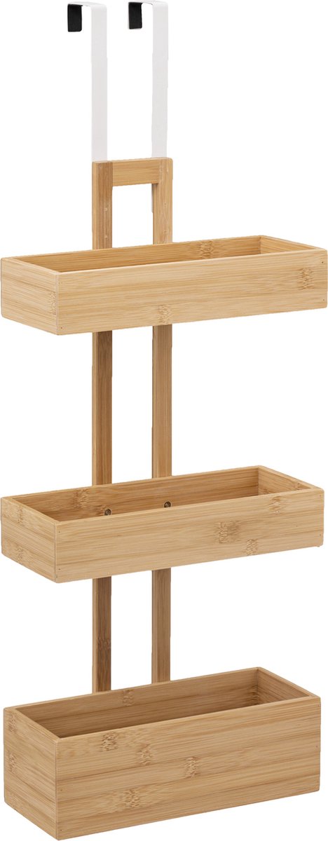 5Five Over-the-Door Bathroom Rack - Bamboo - 3 Tiers - Door Rack - Hanging Rack - Shower Rack