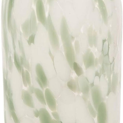 Glazen Vaas - Design Vaas - Decoratieve Bloemenvaas van Glas - Moderne Vaas voor Verse Bloemen en Droogbloemen - Ø 12 x 21 cm - Groen en Wit