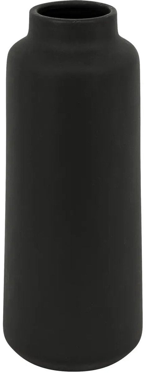 Vase à fleurs Atmosphera Emporor - noir mat - céramique - D12 x H30 cm - tiges et bouquets