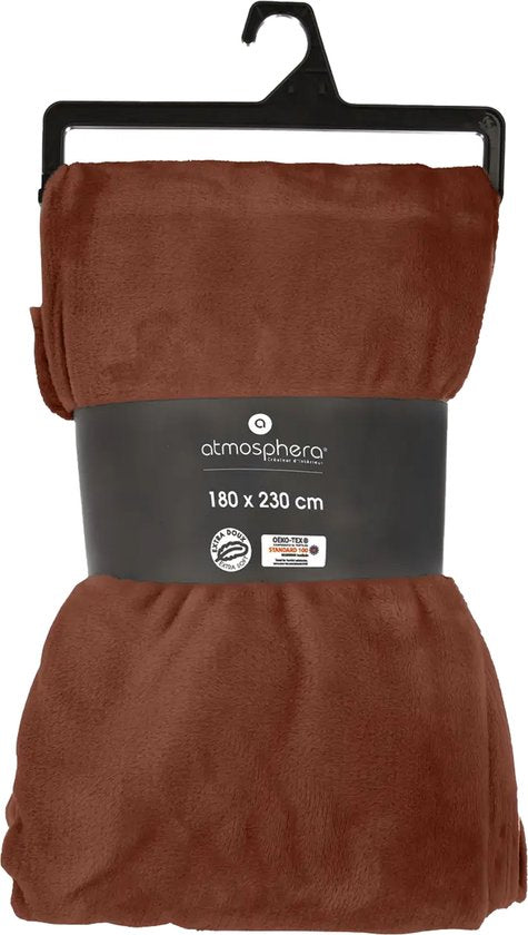 Atmosphera fleece deken/fleeceplaid - terracotta - 180 x 230 cm - polyester - Molton Bankdeken