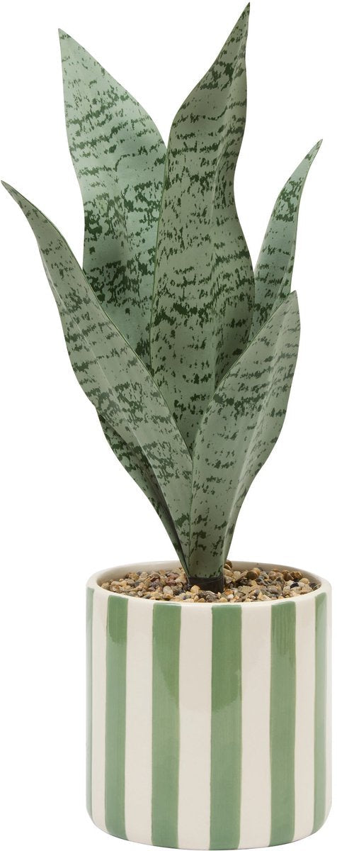 Atmosphera Plante artificielle Sansevieria Chéri avec pot en céramique - Ø12xH38cm - Vert