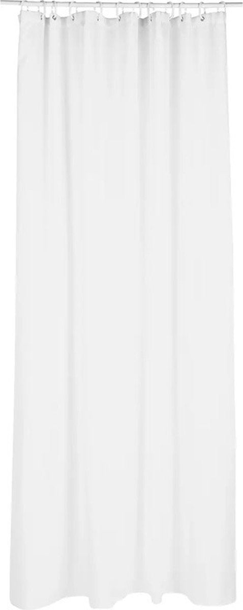 5Five Rideau de douche - blanc - polyester - 180 x 200 cm - anneaux inclus - Pour baignoire et douche
