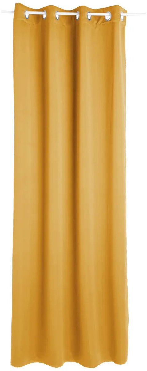 Rideaux occultants Atmosphera - lot de 2 - l. 135 x L. 240 cm - jaune moutarde - plissé - à œillets - prêt à poser