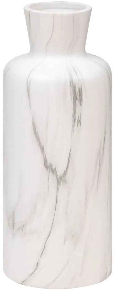 Atmosphera Vase Athens - marbre mat blanc - céramique - D12 x H30 cm - tiges et bouquets