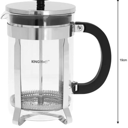 Kinghoff KH4838 Théière - Pichet en Verre avec Infuseur en Acier Inoxydable - 0,8 Litre - Compatible Lave-Vaisselle - Verre