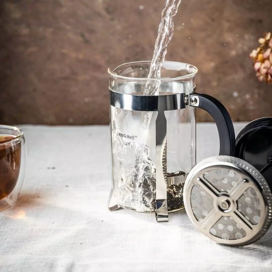 Kinghoff KH4838 Teebereiter - Glaskanne mit Edelstahlsieb - 0,8 Liter - Spülmaschinenfest - Glas