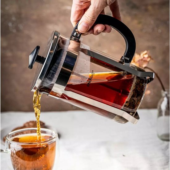Kinghoff KH4838 Teebereiter - Glaskanne mit Edelstahlsieb - 0,8 Liter - Spülmaschinenfest - Glas