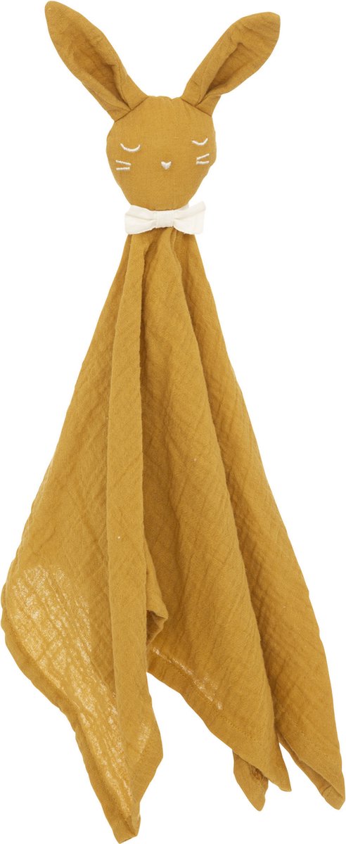 Doudou lapin en peluche douce - jaune ocre - 50 cm - Super mignon