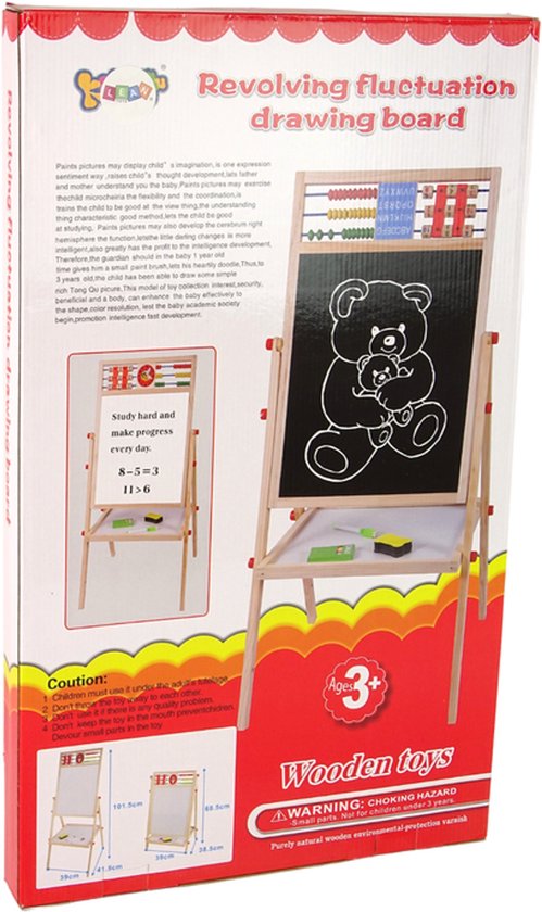 2 in 1 - Onderwijsbord - Magnetisch Whiteboard & Krijtbord met Accessoires - Stabiele - Veilige Constructie - CA. 101 x 41 x 39 cm - Hout