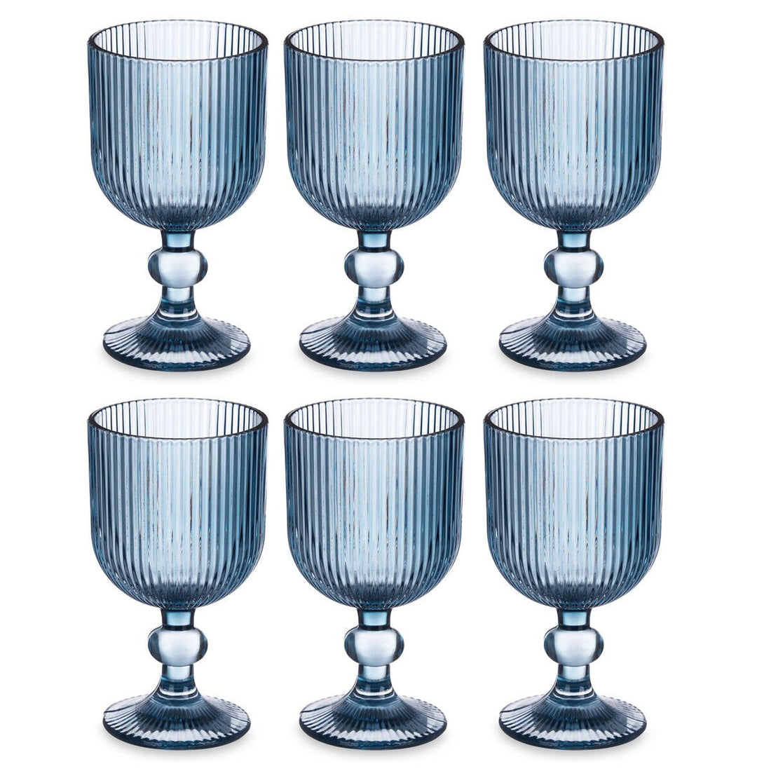Set van 6 glazen van Geribbeld Glas, 260 ml