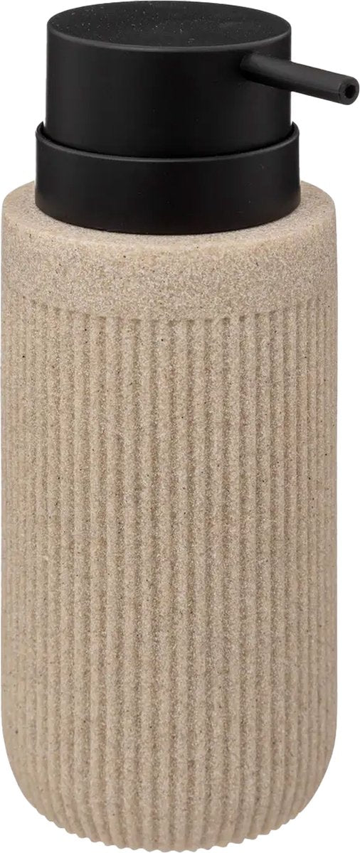 5Five Distributeur de savon Onyx - beige - polystone - 17 x 7 cm - 350 ml