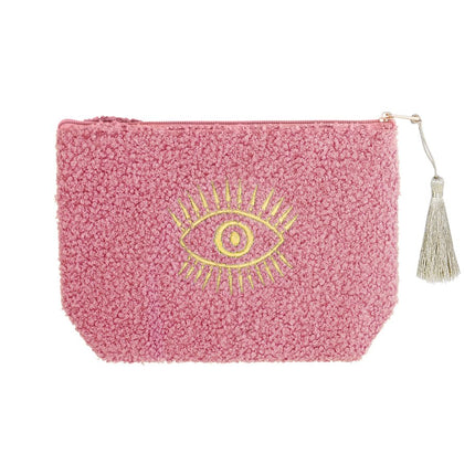 Trousse de Maquillage à Œil Doré – Trousse de Toilette Rose – 19,5x13,5x5,5 cm – Polyester – Trousse à Bijoux ou Trousse de Maquillage – Avec Fermeture Éclair – Cadeau Unique