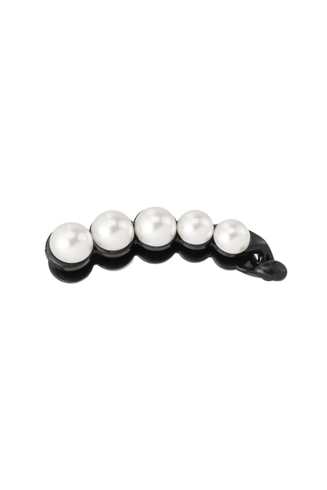 Pince à Cheveux Noire avec Perles – Barrettes Élégantes – 10 cm – 5 Perles par Côté