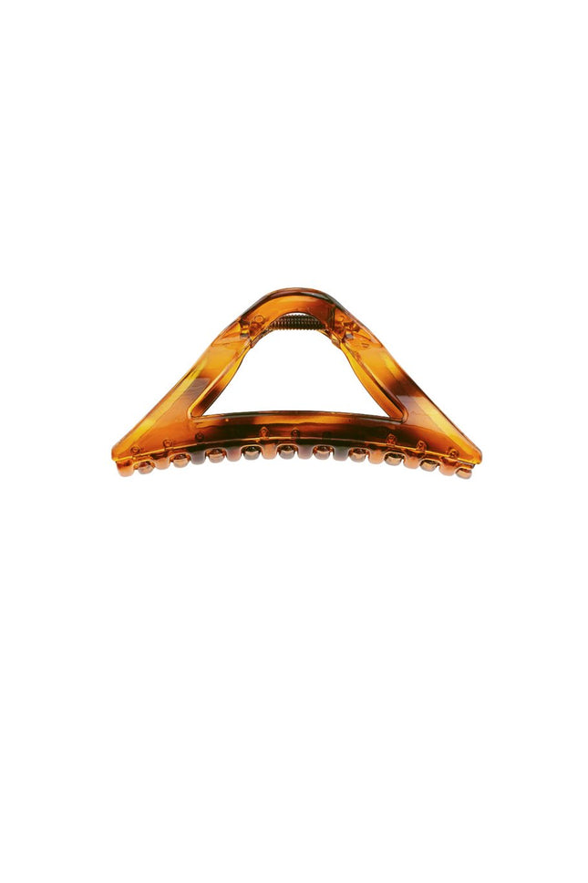 Pince à cheveux triangulaire marron – Design estival – Plastique – 11,5 cm