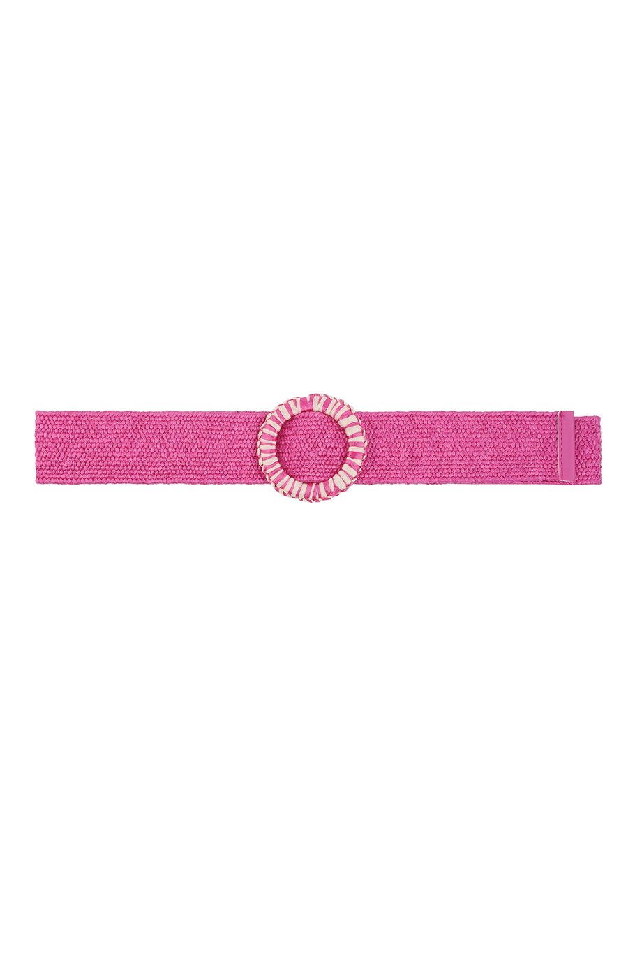 Roze riem met ronde gesp – roze-wit gestreepte gesp, polyester, 105 cm
