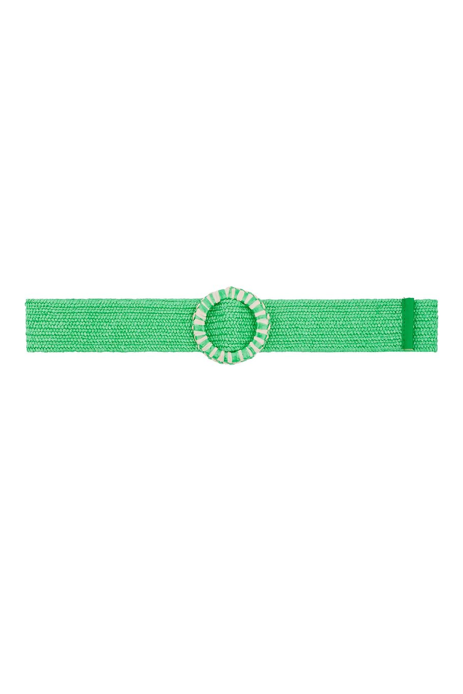 Groene riem met ronde gesp – groen-wit gestreept, polyester, 105 cm