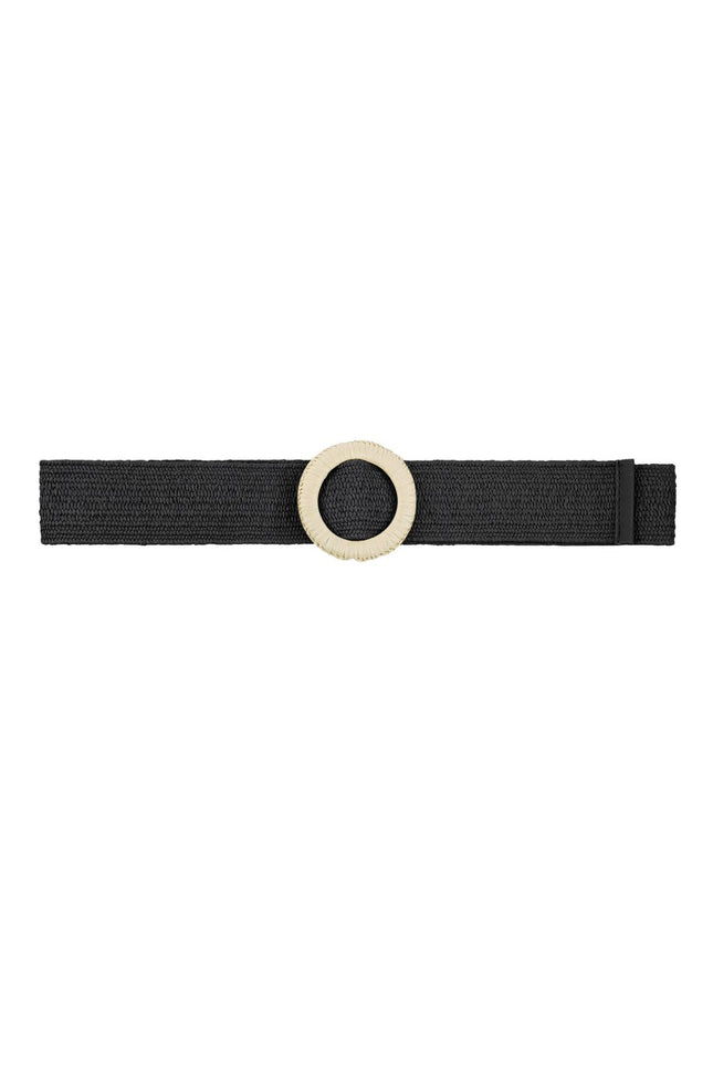 Ceinture Ibiza - Ceinture en polyester noir avec boucle beige - Robuste et élégante