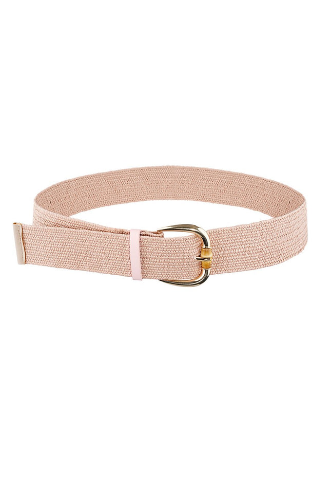 Ceinture femme rose/saumon - Ceinture en polyester avec boucle dorée - Design classique