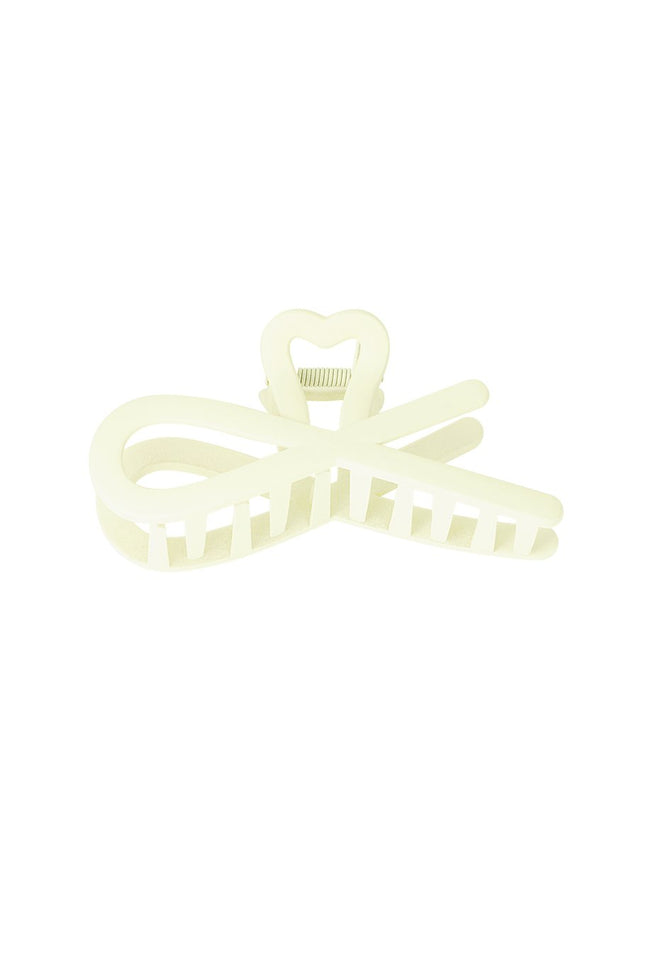 Pince à Cheveux Ondulations Bouclées - Barrette en Plastique - 11 cm - Blanc cassé
