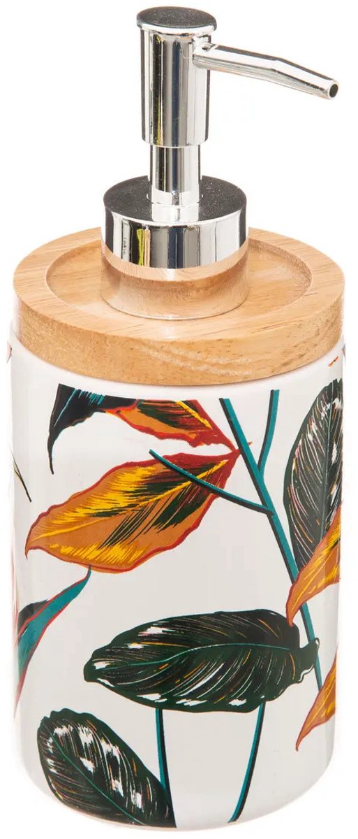 5Five Soap Pump / Soap Dispenser - Palawan - white / silver - 280 ml - bathroom - kitchen - toilet - polyresin artificial stone