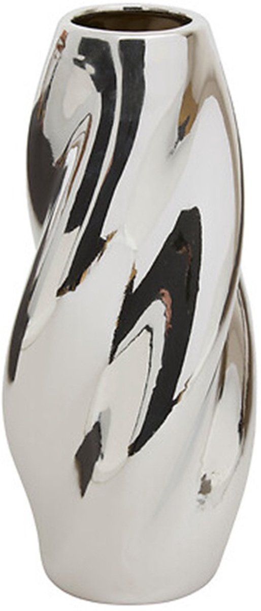 Atmosphera Vase à fleurs Silver Sky - argent - céramique - D11 x H28 cm - forme moderne